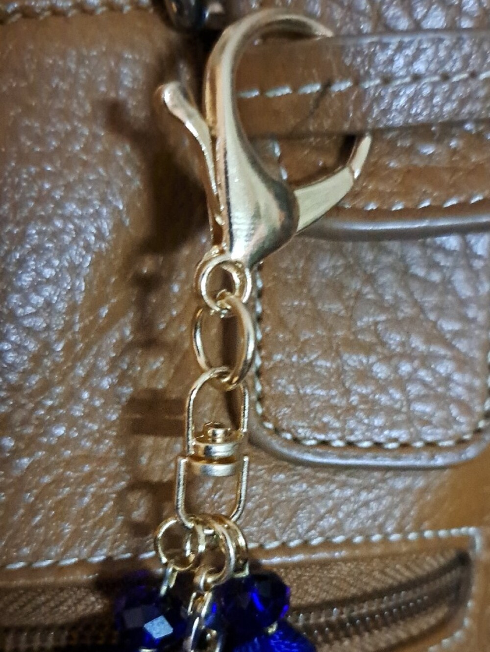 Hand Crafted Royal Blue Tassel & Stone Bag Purse Charm Keychain - Picture 6 of 6